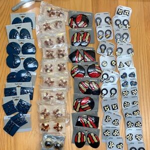 Vintage Post Earrings Lot 49 Pair Assorted Styles for Resale